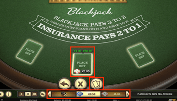 Limieten online Blackjack